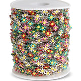 7mm Stainless Steel Chain Enamel Daisy Flower KC Beaded Chains DIY Jewelry