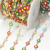 7mm Stainless Steel Chain Enamel Daisy Flower KC Beaded Chains DIY Jewelry