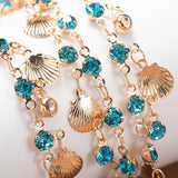 Crystal Beaded Chains Shell Pendants Copper Chains for DIY Jewelry Making
