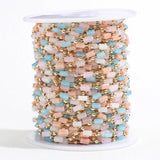 1M Bohemian Cube Bead Chains Cream Necklace Pink Beaded Chains for Bracelets DIY