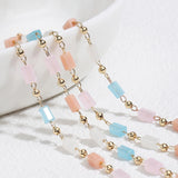 1M Bohemian Cube Bead Chains Cream Necklace Pink Beaded Chains for Bracelets DIY
