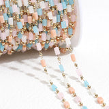 1M Bohemian Cube Bead Chains Cream Necklace Pink Beaded Chains for Bracelets DIY
