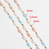 1M Bohemian Cube Bead Chains Cream Necklace Pink Beaded Chains for Bracelets DIY