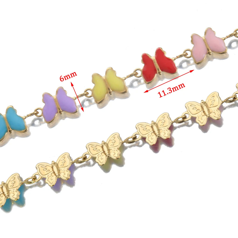 1M Butterfly Chain Colorful Enamel Insect DIY Necklace Bracelet Curtain Jewelry