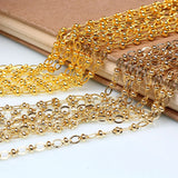 1M Brass Plated Fancy Bead Chain Embossed Cuble Link Bulk DIY Necklace Bracelet