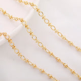 1M Brass Plated Fancy Bead Chain Embossed Cuble Link Bulk DIY Necklace Bracelet