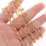 1M Brass Plated Fancy Bead Chain Embossed Cuble Link Bulk DIY Necklace Bracelet