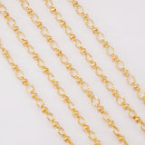 1M Brass Plated Fancy Bead Chain Embossed Cuble Link Bulk DIY Necklace Bracelet
