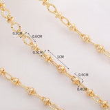1M Brass Plated Fancy Bead Chain Embossed Cuble Link Bulk DIY Necklace Bracelet