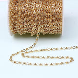 1M Brass Plated Fancy Bead Chain Embossed Cuble Link Bulk DIY Necklace Bracelet