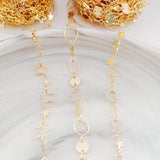 Brass Plated Star & Heart Charms Necklace Chain DIY Bulk Chains B