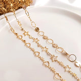 Brass Plated Star & Heart Charms Necklace Chain DIY Bulk Chains B