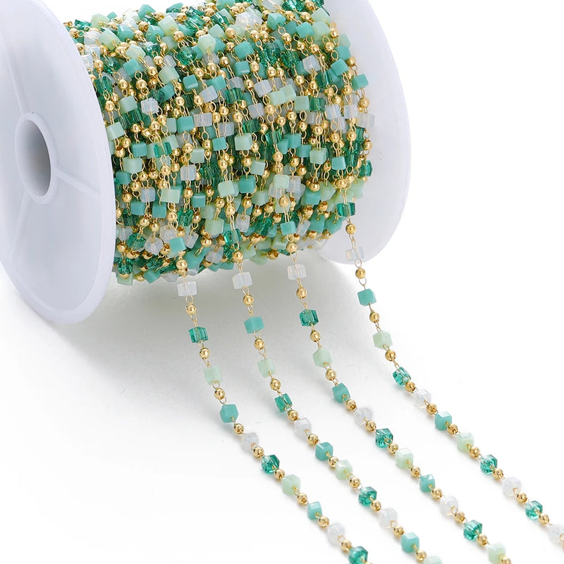 Colorful Cube Stone Copper Beads Necklace Chain for DIY Jewelry Making