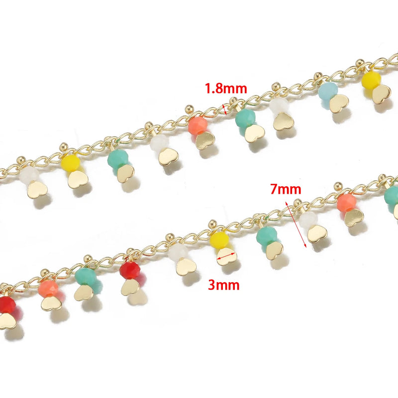 1Meter Crystal Beads Chains Love Pendant Bead Chain DIY Bracelet Necklace