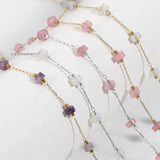 1M Crystal Stone Beads Chains Stainless Steel Pink Beaded Chain DIY Jewelry