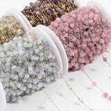 1M Crystal Stone Beads Chains Stainless Steel Pink Beaded Chain DIY Jewelry