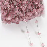 1M Crystal Stone Beads Chains Stainless Steel Pink Beaded Chain DIY Jewelry