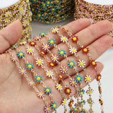 1M Daisy Flower Chain Enamel Beaded Chains for Jewelry Making