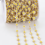 1M Daisy Flower Chain Enamel Beaded Chains for Jewelry Making