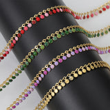 1M Stainless Steel Enamel Sun Drop Chains for Jewelry Making DIY Green Purple