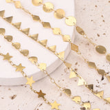 Gold-Plate Tone Circle Star Triangle Stainless Steel Chains for DIY Necklace