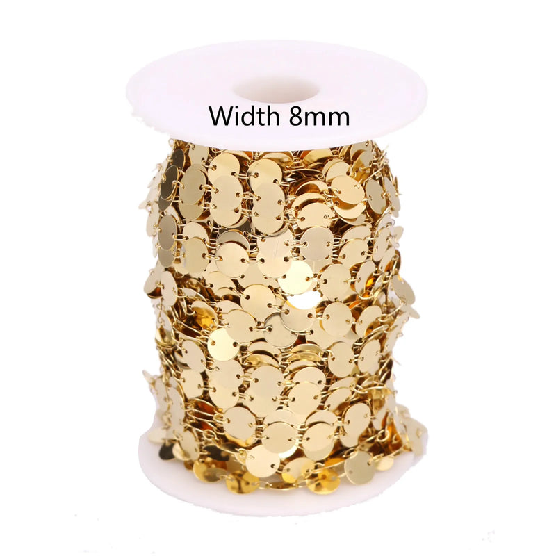 Gold-Plate Tone Circle Star Triangle Stainless Steel Chains for DIY Necklace