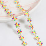 1M Plated Daisy Flower Chain Enamel Beaded Chains for Jewelry Making