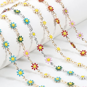 Enamel Flower Chain Beads for Jewelry Making DIY