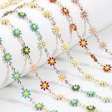 Enamel Flower Chain Beads for Jewelry Making DIY