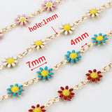 Enamel Flower Chain Beads for Jewelry Making DIY