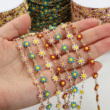 Enamel Flower Chain Beads for Jewelry Making DIY