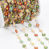 Enamel Flower Chain Beads for Jewelry Making DIY