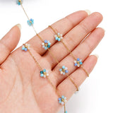 1M Stainless Steel Pearl Braided Flat Link Chains for DIY Jewelry