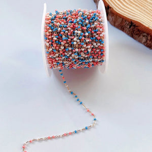 Mix Colors Acrylic Beads Chain for Jewelry Making Pink Beaded KC Chain