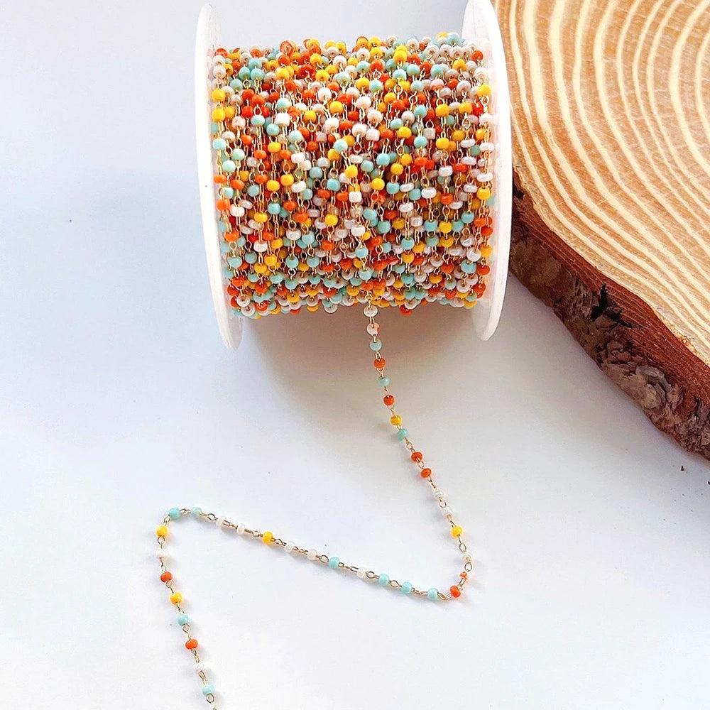 Mix Colors Acrylic Beads Chain for Jewelry Making Pink Beaded KC Chain