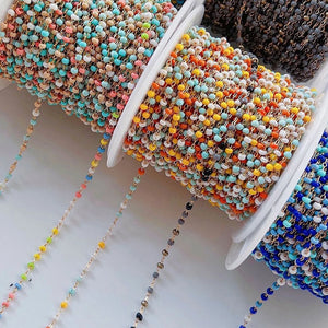 Mix Colors Acrylic Beads Chain for Jewelry Making Pink Beaded KC Chain