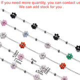Stainless Steel Chain Flowers Pearl Beads Flat Link Chains DIY Jewelry Making