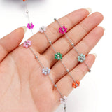 Stainless Steel Chain Flowers Pearl Beads Flat Link Chains DIY Jewelry Making