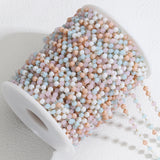 1M Stainless Steel Crystal Stone Beading Chain Macaron Tone Beads Necklace DIY