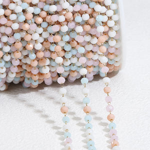 1M Stainless Steel Crystal Stone Beading Chain Macaron Tone Beads Necklace DIY