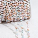 1M Stainless Steel Crystal Stone Beading Chain Macaron Tone Beads Necklace DIY