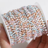 1M Stainless Steel Crystal Stone Beading Chain Macaron Tone Beads Necklace DIY