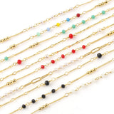 1 Meter Stainless Steel Chain Stone Beads for DIY Jewelry Making