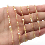 1 Meter Stainless Steel Chain Stone Beads for DIY Jewelry Making
