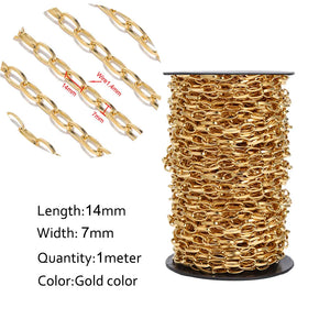 1 Meter Stainless Steel Oval Link Chain Jewelry Making DIY Bag Necklace Bracelet