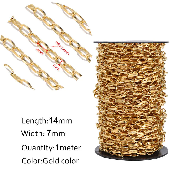 1 Meter Stainless Steel Oval Link Chain Jewelry Making DIY Bag Necklace Bracelet