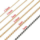 1M Stainless Steel Plated Bead Chains for DIY Jewelry Findings