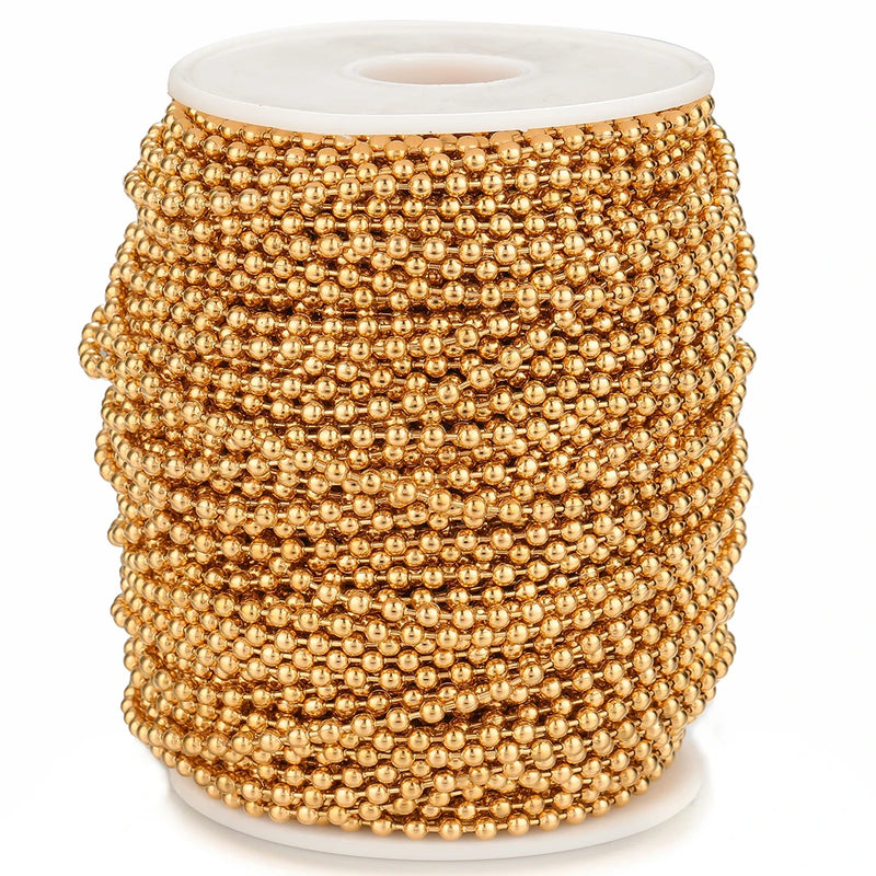 1M Stainless Steel Plated Bead Chains for DIY Jewelry Findings