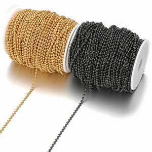 1M Stainless Steel Plated Bead Chains for DIY Jewelry Findings