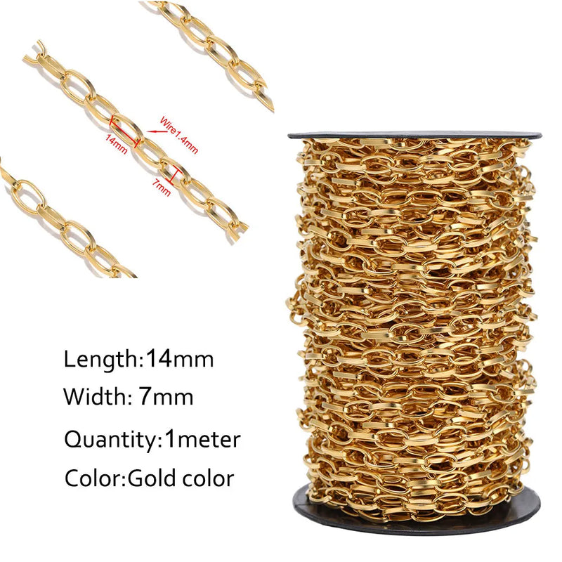 1M Stainless Steel Oval Link Chains for DIY Jewelry